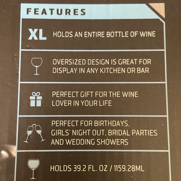 SHARPER IMAGE XL OVERSIZED WINE GLASS HOLDS AN ENTIRE BOTTLE OF WINE NEW - Picture 5 of 9